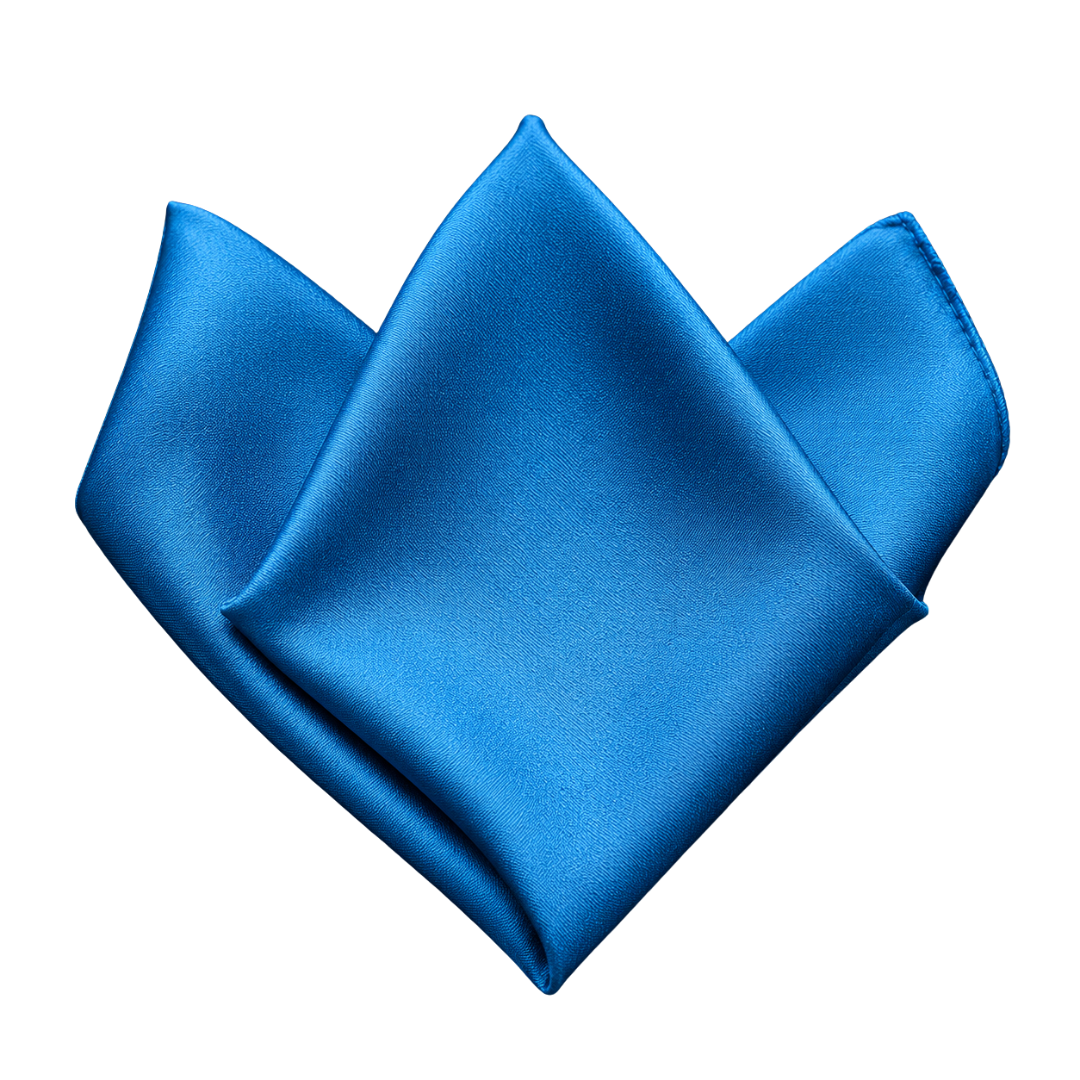 Premium Satin Pocket Square – Cyan Blue | Lound Clarry