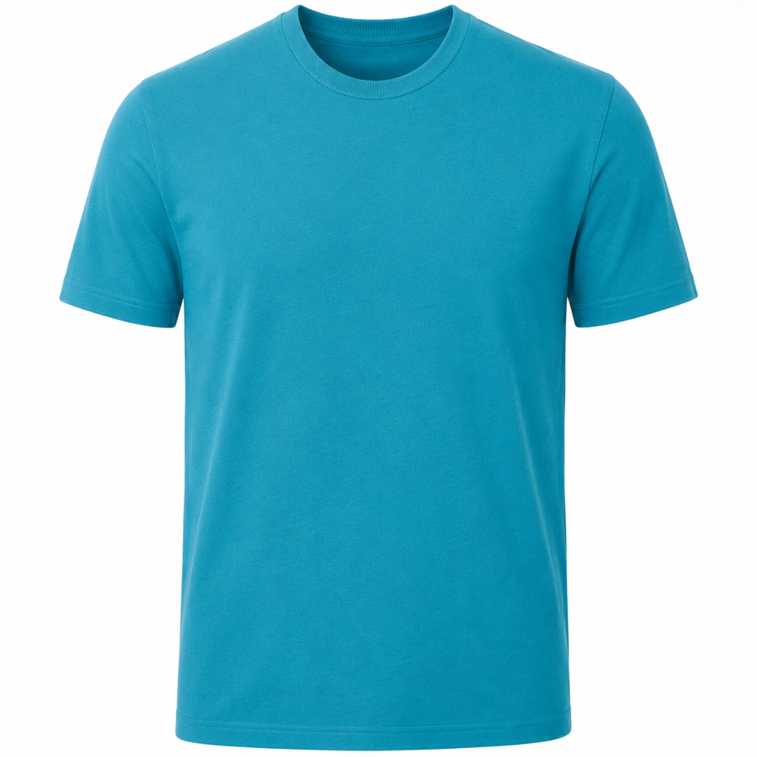 Premium Cotton Crew Neck T-Shirt – Cyan | Lound Clarry