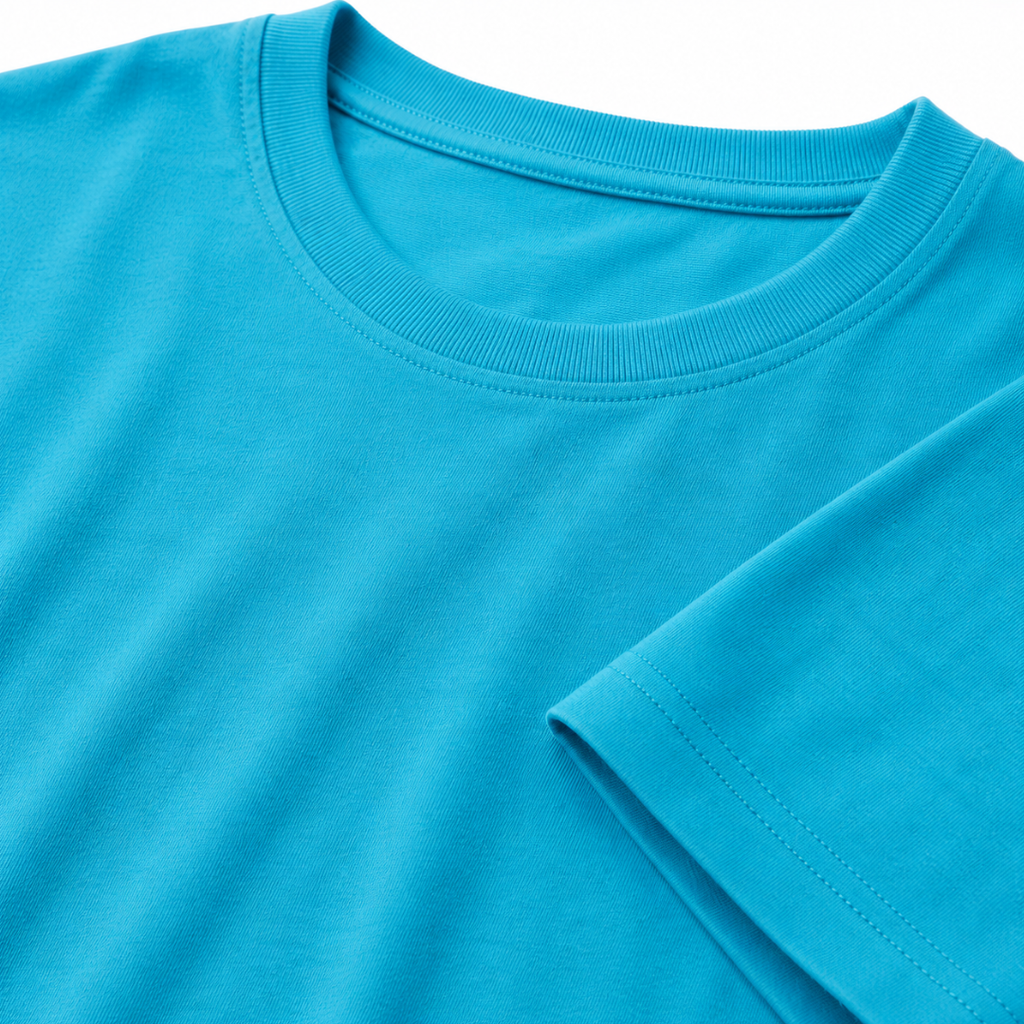 Premium Cotton Crew Neck T-Shirt – Cyan | Lound Clarry